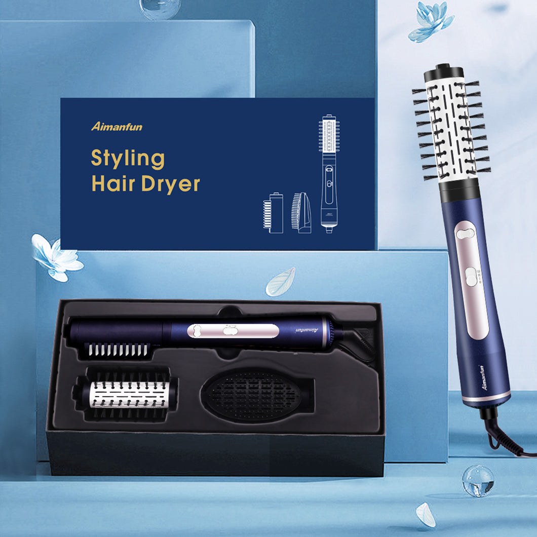 Hair Dryer Brush Fast Heating Hair Straightener Brush,Negative Ion Hair Dryer & Curler Straightening Brush,Detachable Brush Head 3-in-1